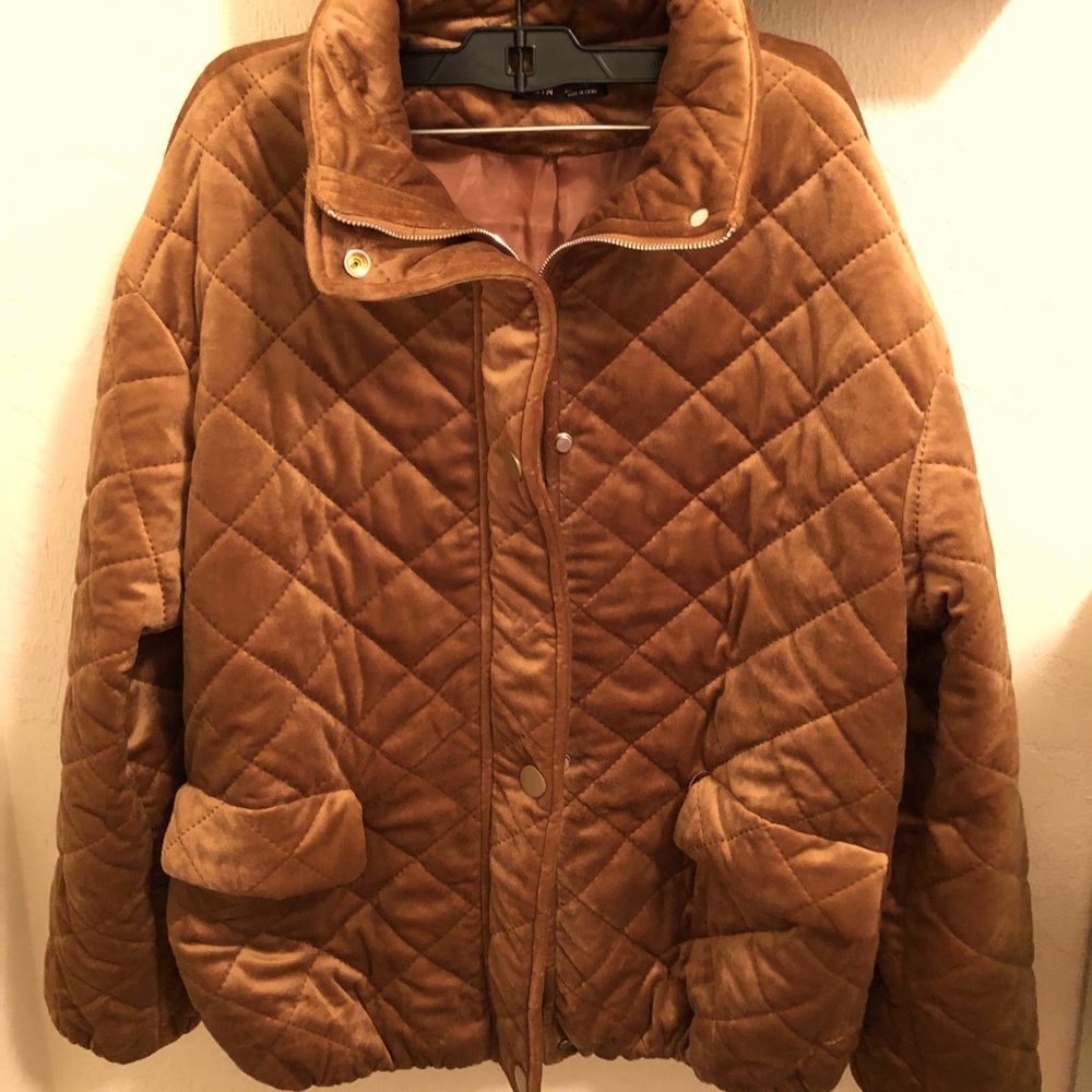 SHEIN Velvet Oversized Quilted Coat